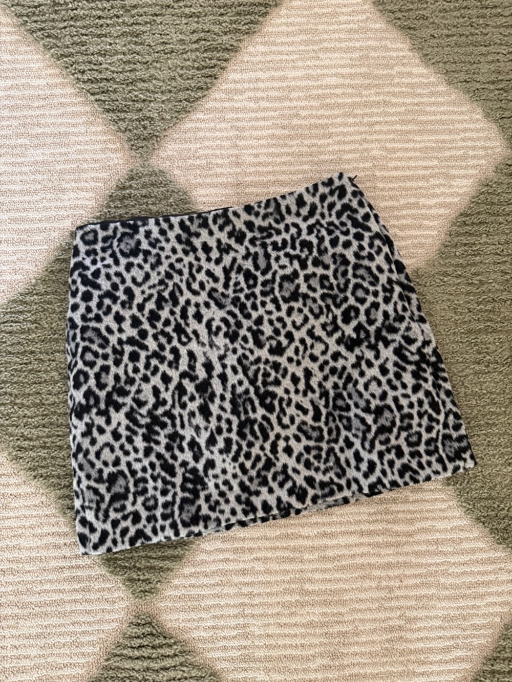 LOFT Black and Gray Leopard Print Mini Skirt